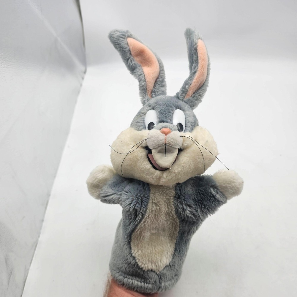 Vintage Bugs Bunny Hand Puppet 24K Company Plush Stuffed Toy Small Gray 1993